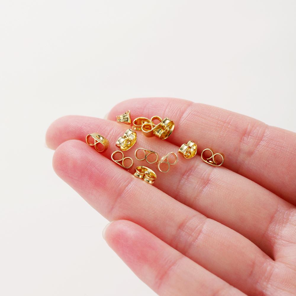 50pcs 14K/18K Gold Plated Small Size Earing Back Stopper Butterfly Earing  Plug For  DIY Jewelry Making Earing Pendant Finding