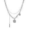 New three-brand double-layer heavy metal style chain necklace, multi-layer stacking wearing earth cool hip-hop dancing collarbone chain accessories