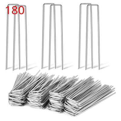 HHO-U-Shaped Nails 180-Pack Galvanized Landscape Staples For Garden For Lawn For Weeding Control Fabric Ground Stakes