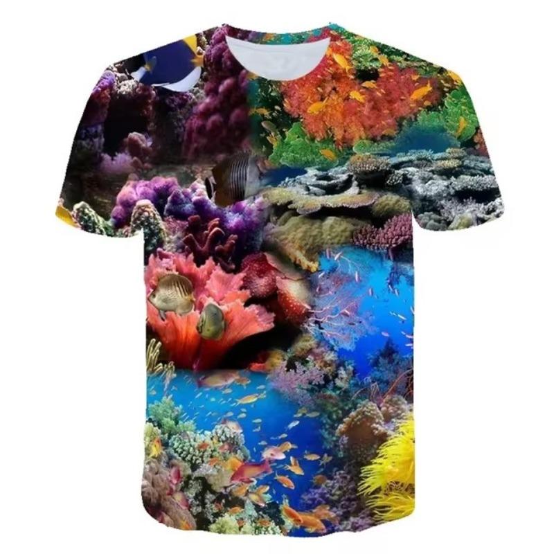 Women's 3D Printed Underwater Coral Fish T Shirt Funny Animal WoMen T-Shirt Casual Seabed View Streetwear Tshirt Casual Tee Tops