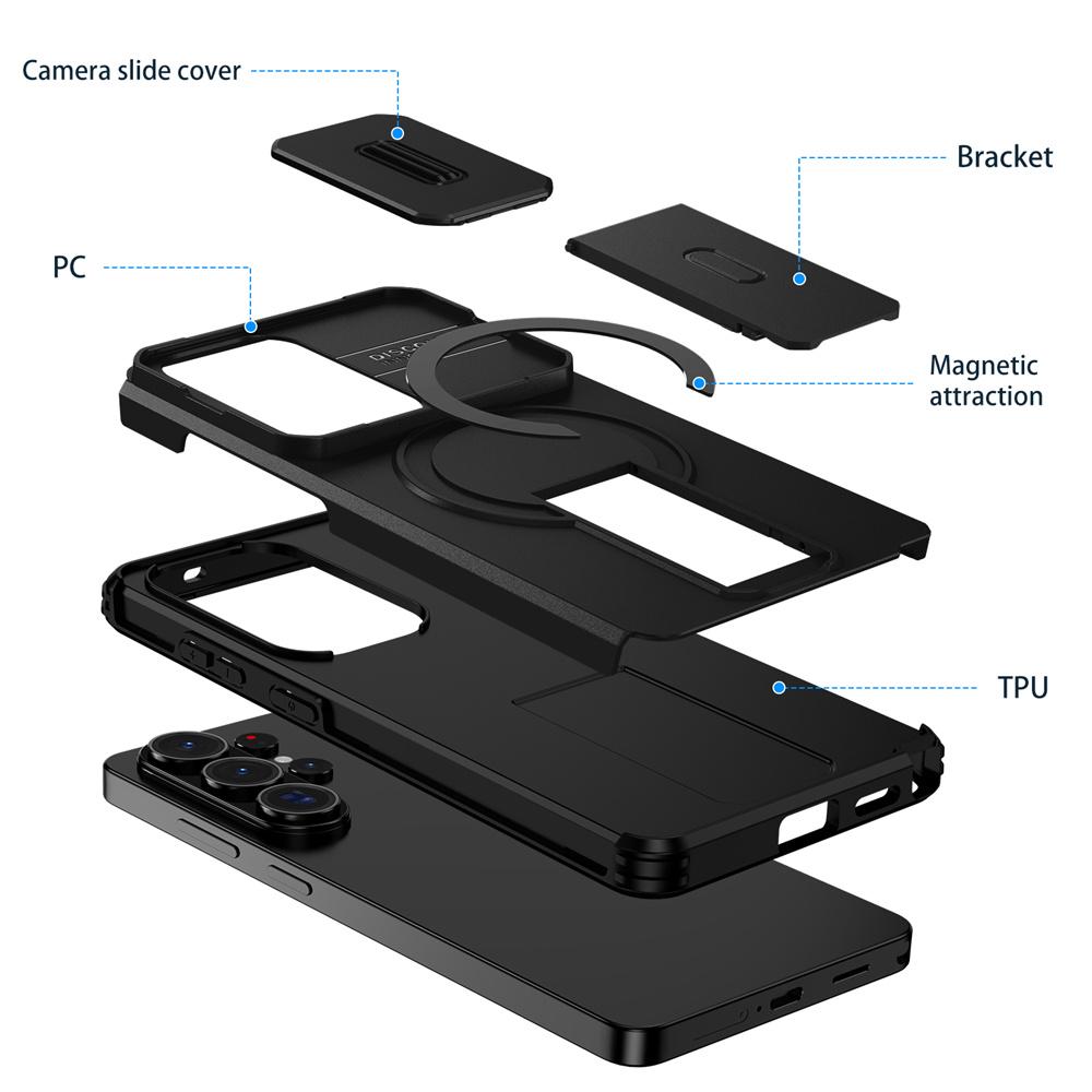 Slide Camera Fold Stand For Magsafe Case For Samsung S26 S25 S24 FE S23 Ultra Plus A56 A36 A26 A16 A57 A37 A17 A55 A35 A25 Cover