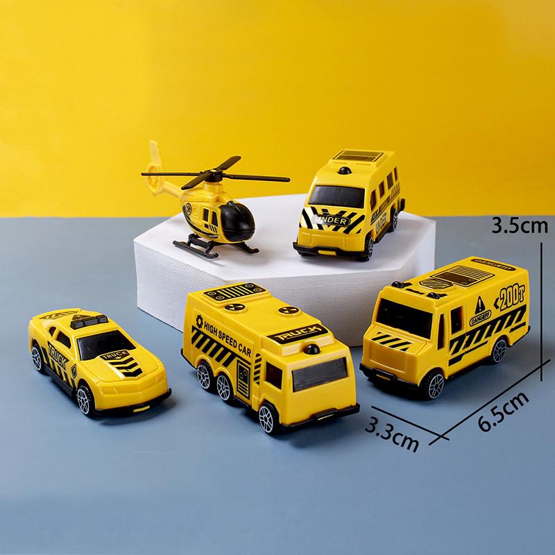 5PCS Cartoon Mini Plastic Military Engineering Skid Row Car Toy Ambulance/Fire Engine/Engineering/Military Vehicle Series