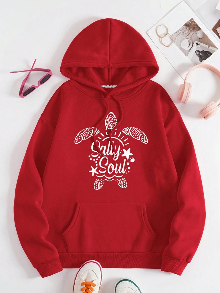 Salty Soul Turtle Creative Prints Women Hoodies Hip Hop Loose Streetwear All-Match Fleece Hoody Autumn Multicolor Woman Hoodie