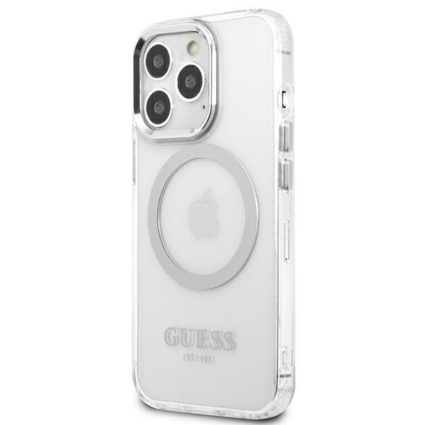 Guess Guhmp13Lhtrms Iphone 13 Pro / 13 6,1 Srebrny/Silver Hard Case Metal Outline Magsafe