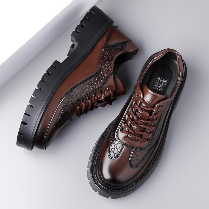 Móda 2025 Klasická značka Pánská společenská obuv Retro hnědá Pánská banketová kožená obuv Silná podrážka Odolná proti opotřebení Pracovní obuv