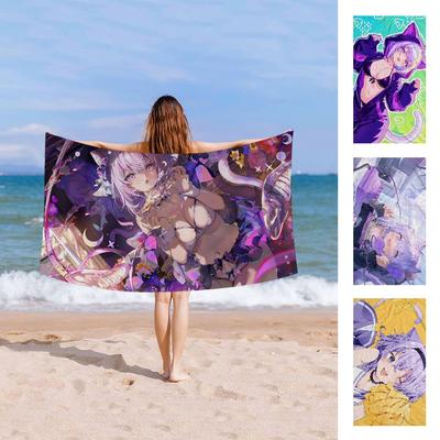 N-Nekomata Okayu Cartone Coperta in Microfibra Asciugatura Rapida Teli da Spiaggia Stampa Oversize Super Assorbente Coperta Telo da Piscina