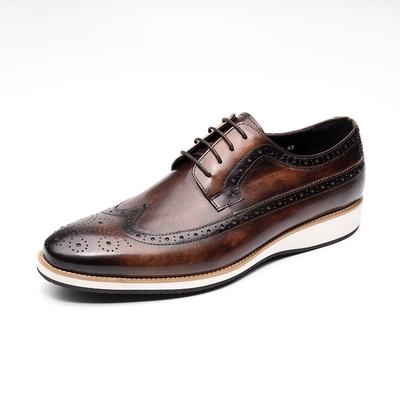 Fashion Classic Brogues Men Shoes Business Office Oxfords Casual Lace Up Fashion Men Suits Shoes Pure Leather Wingtip Retro Dress Shoes