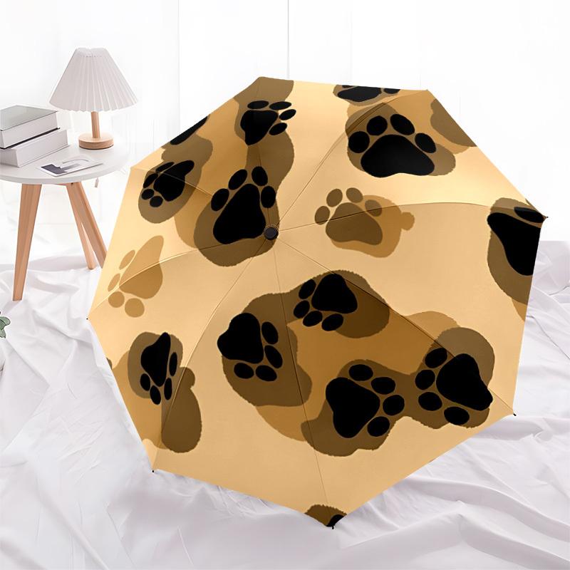 1pc Paw Prints Automatic Opening/Closing Umbrella with Operation & Windproof Canopy - Folding Design, Holiday Gift yy260225131