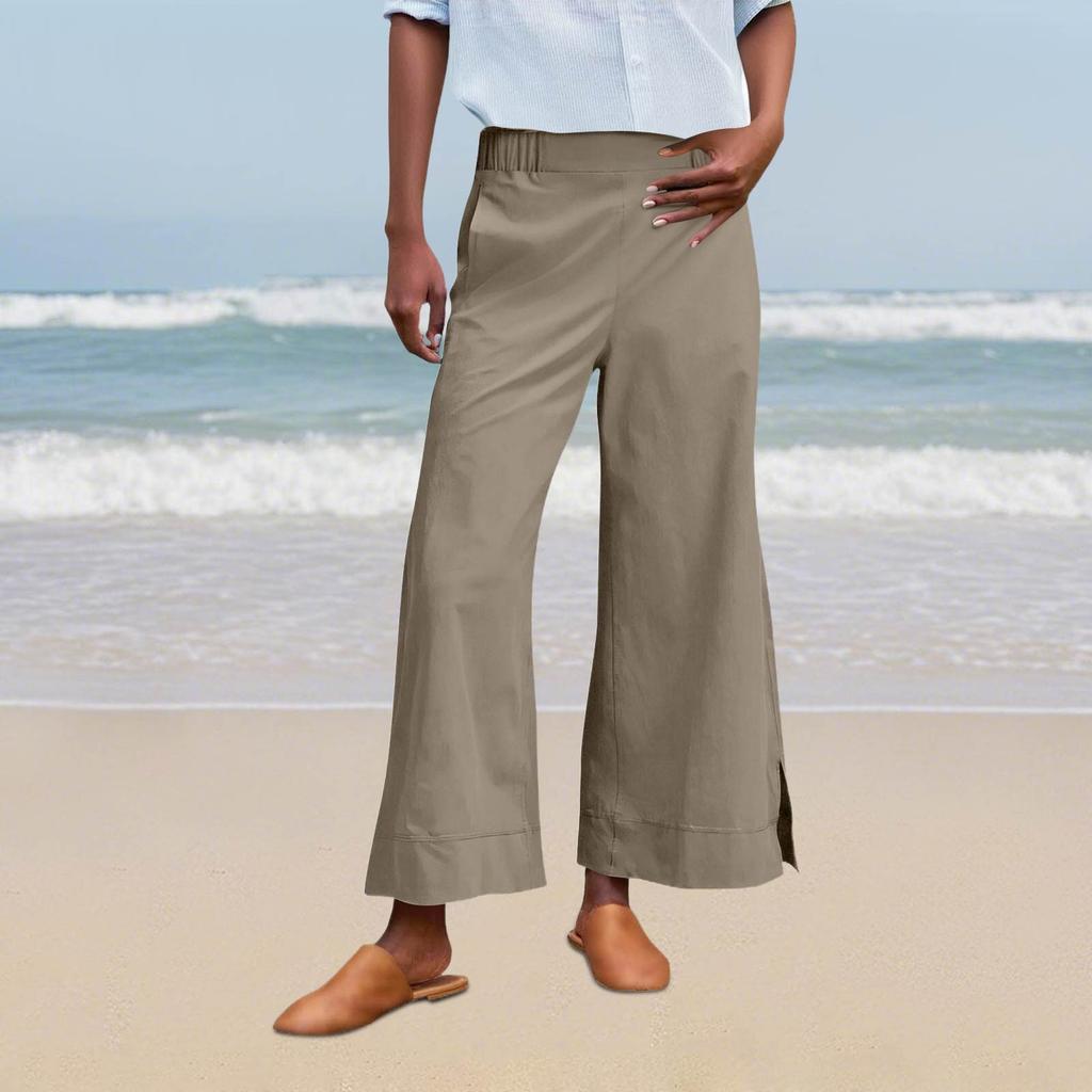 Women's Casual Fashion Pants Color Straight Leg Split With Pockets