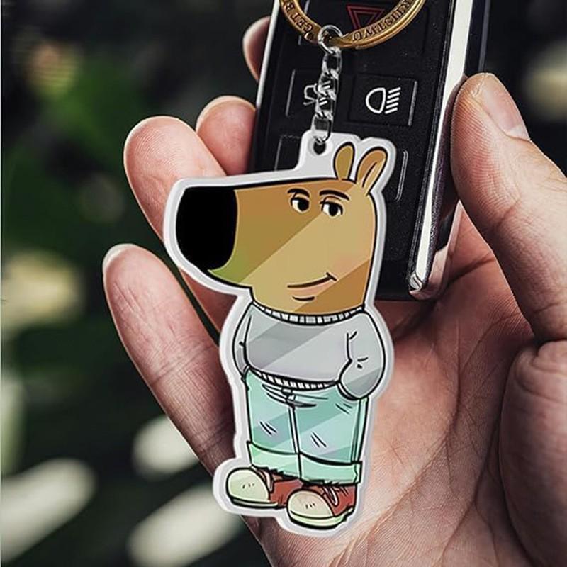 Just a Chill Guy Meme Acrylic Keychain - Cool Guy Design
