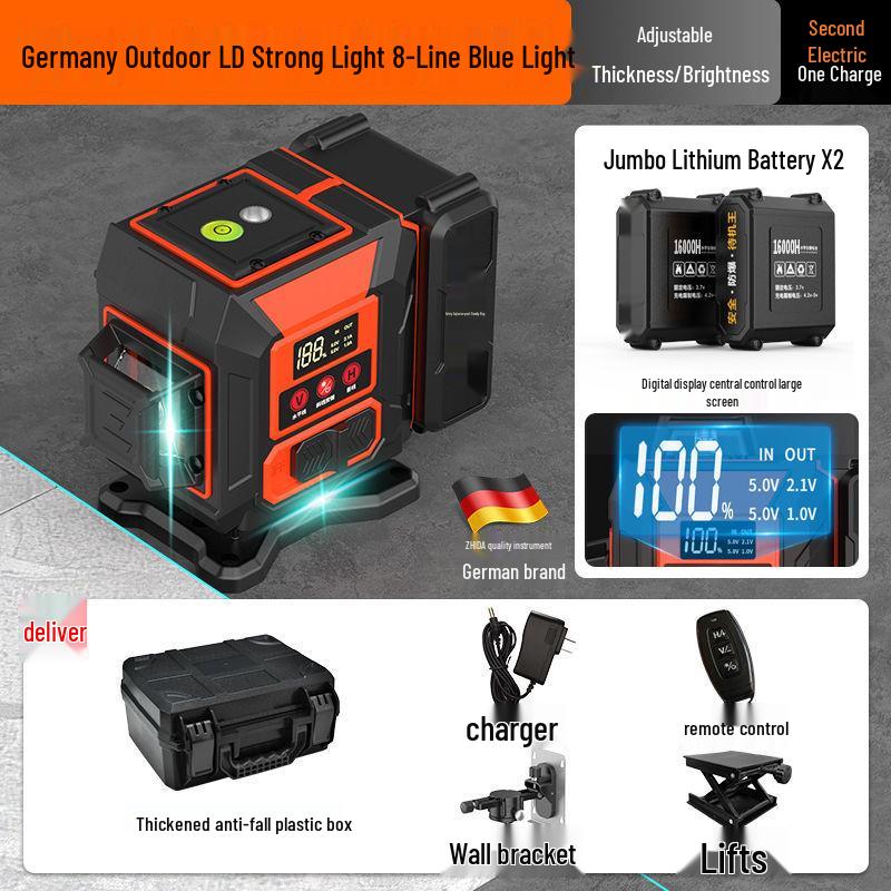 12-Line High Precision Green Infrared Level with Automatic Outdoor Wall Sticking and Self-Leveling