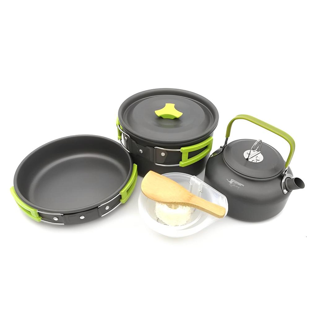 Garnek kempingowy kempingowy garnek do gotowania na zewnątrz 2 3 zestaw aluminiowy kempingowy, kuchenka, czajnik, garnek, zestaw, naczynia kuchenne, zestaw, solo, ludzie, ludzie, sprzęt, czajnik,