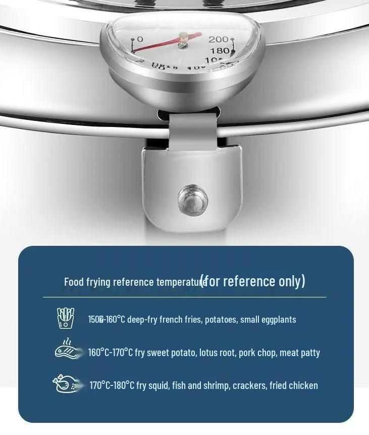 304/201# Stainless Steel Tempura Fryer with Oil Temperature Display & Filtering Lid