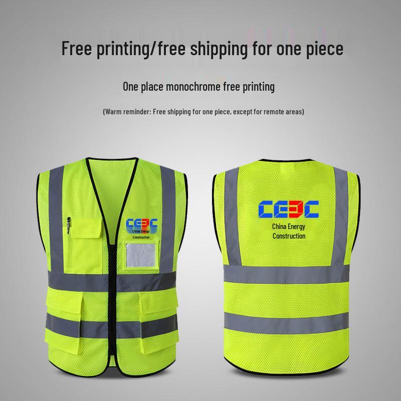Reflective Multi-Pocket Mesh Safety Vest for Construction Sites - Breathable, Multi-Color Workwear