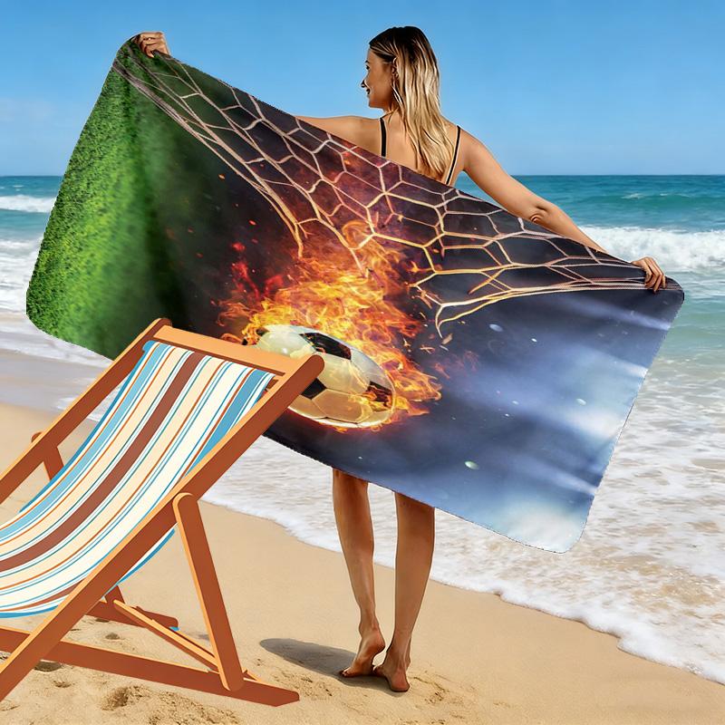 Soccer Art Print Beach Towel, Large Soft Quick Dry Towel for Beach Camping Swimming
