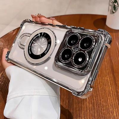 Capa de Celular Transparente à Prova de Choque com Suporte Magnético Para Xiaomi Redmi Note 15 Pro Note 14 Pro Plus 14S 14C 4G 5G Capa com Suporte