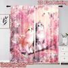 2D flat printing 2pcs Curtain Curtain Spring Cats and Blossoms Digital Printed Polyester Drapes Family Party Decoration Perfect