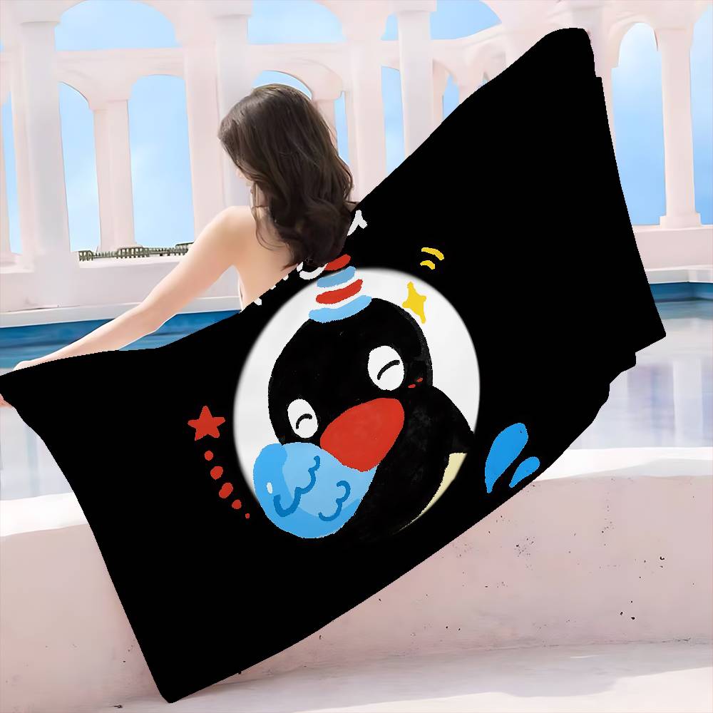 Funny P-PinguS Cute Cartoon Microfiber Blanket Quick Drying Beach Towels Oversized Printing Super Absorbent Pool Towel Blanket
