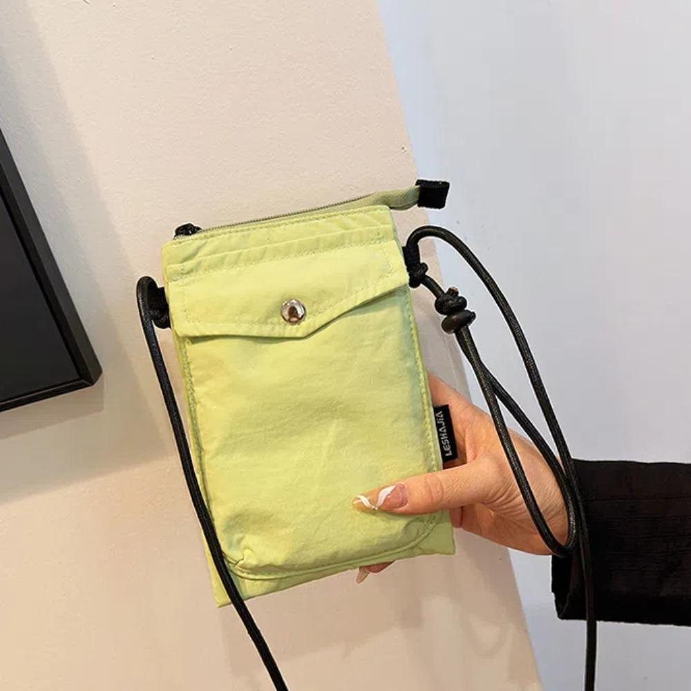 Leather Straps Nylon Phone Bag Solid Color Small Cloth Crossbody Bag Square Phone Purse  Girls