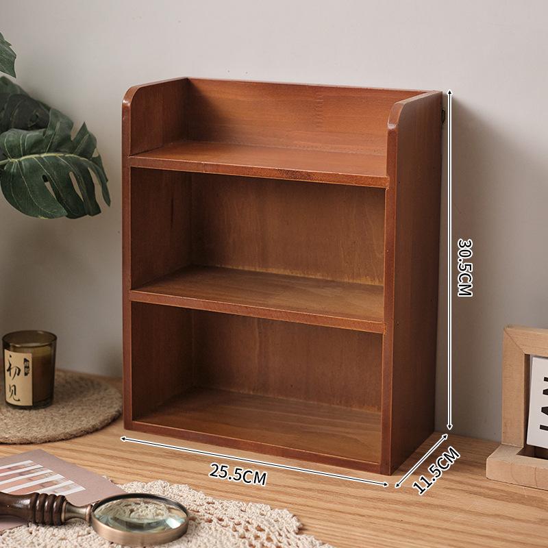 Wooden Retro Desk Organizer: Solid Wood Wall-Mounted Holder for Perfume, Cosmetics, Coffee Cups, and Utensils.