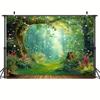 Magischer Wald Polyester Fotografie Hintergrund, Märchen Wunderland Pilz Blume Schmetterling Hintergrund, Party Dekoration