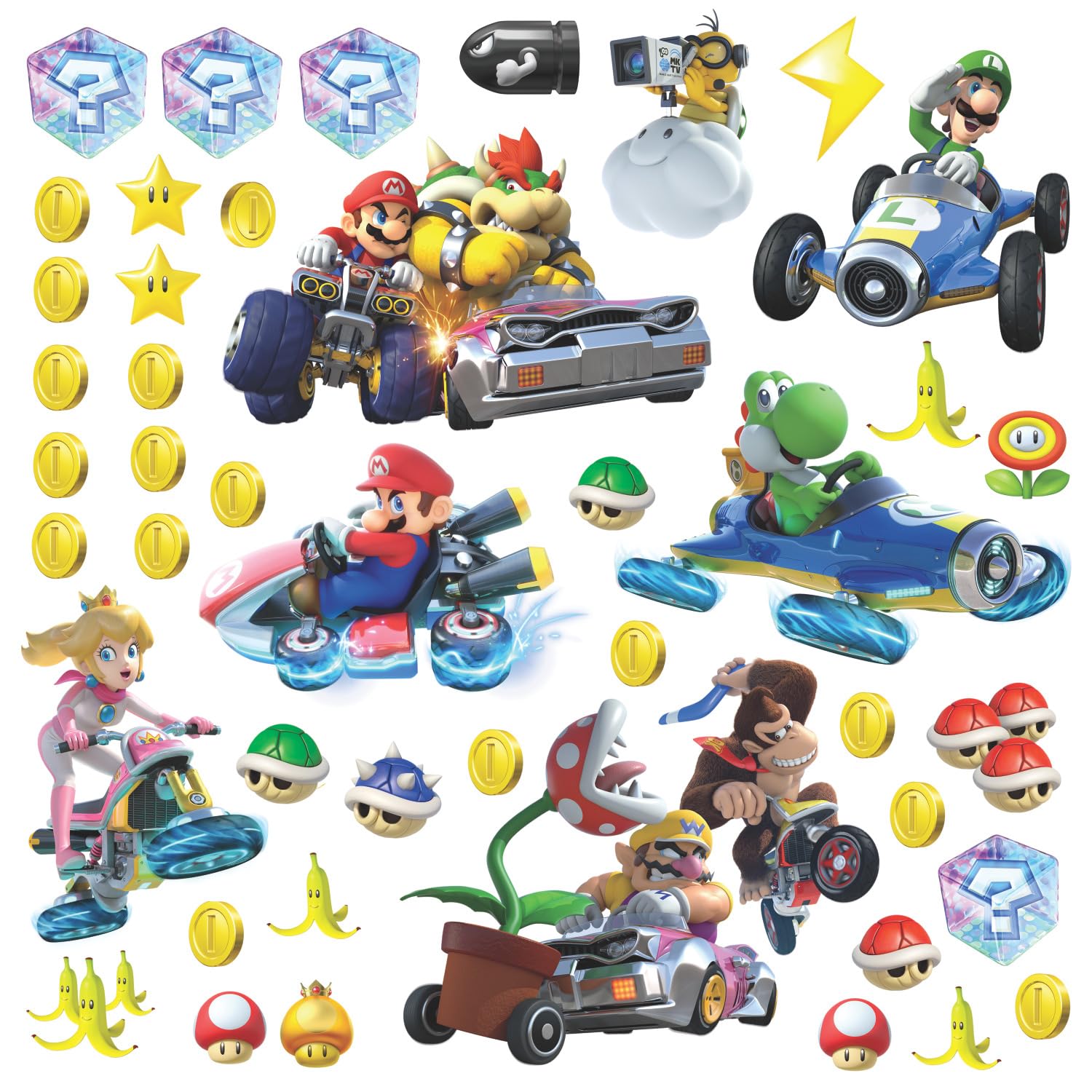 

RoomMates RMK2728SCS Nintendo Mario Kart 8 Peel and Stick Wall cm x cm Decal, 25.4 45.7