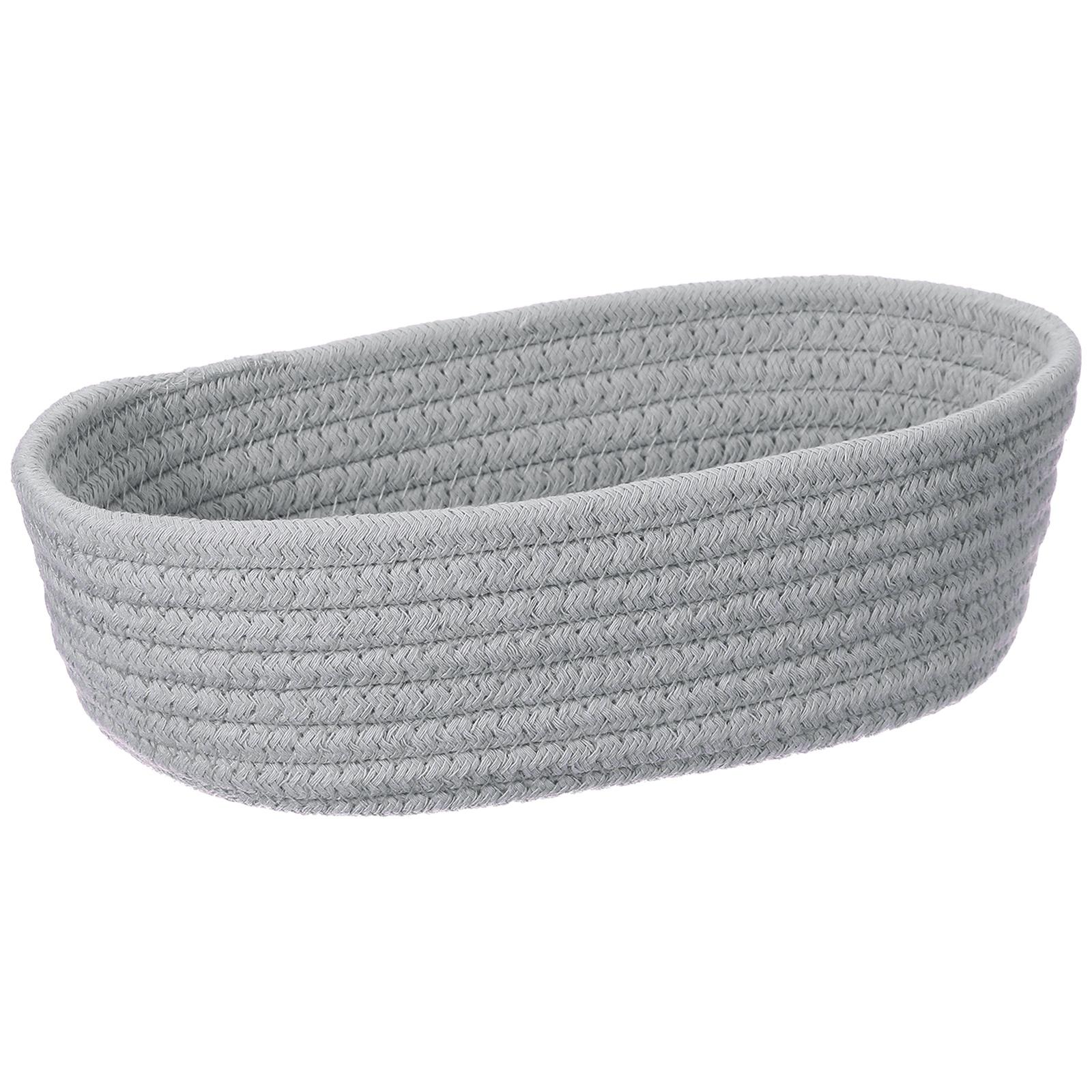 

Oval Small Cotton Rope Woven Storage Basket, Shelf Closet Storage Gift Woven Baskets Cute Nursery Box Bin Decor for Home Supply 9.9x2.8inch сірий колір
