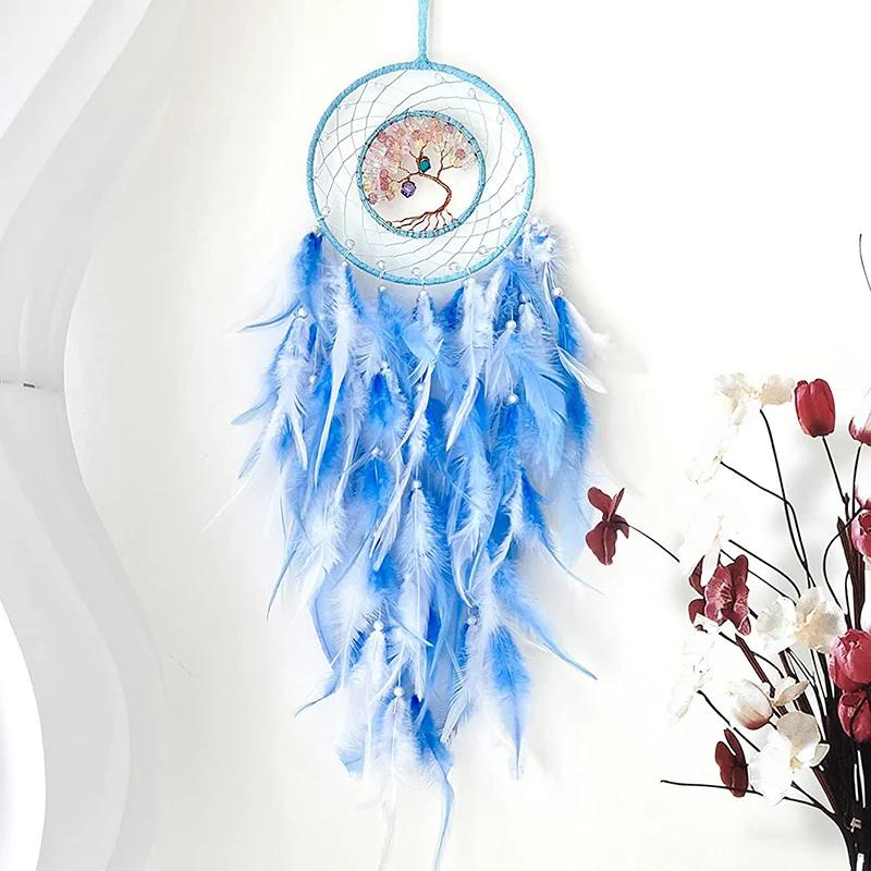 Wall Hanging Dream Catchers Gem Crystal Tree Of Life Dream Catcher Home Decoration Room Wind Chimes Ornaments Dream Catchers