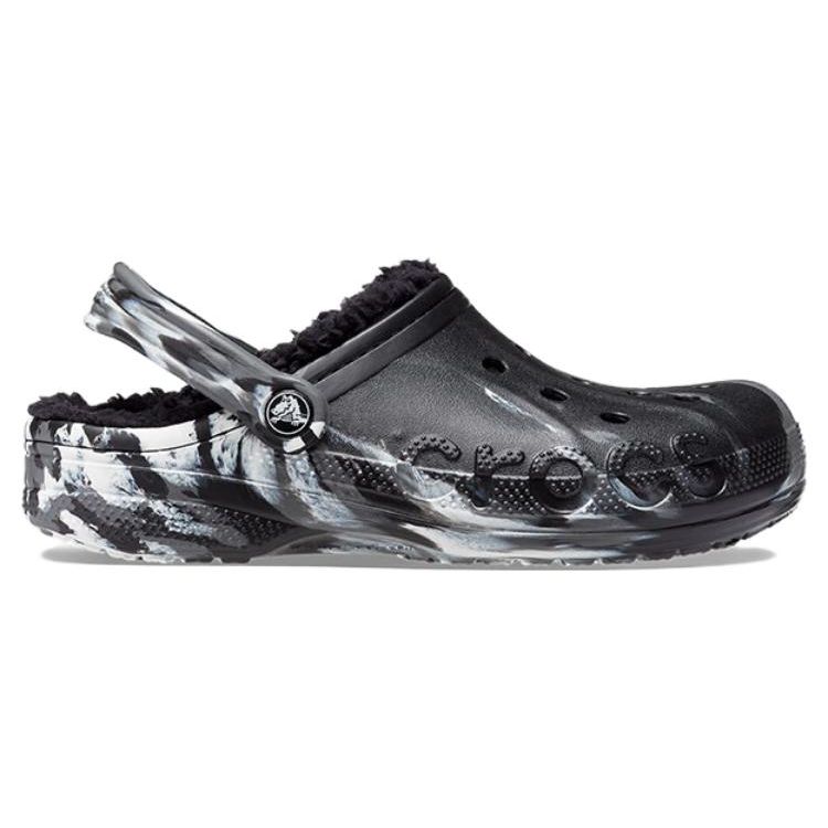 Crocs Eva Comfortable Warm Marble Pattern Clogs Unisex Clogs Black White 208333-0C4