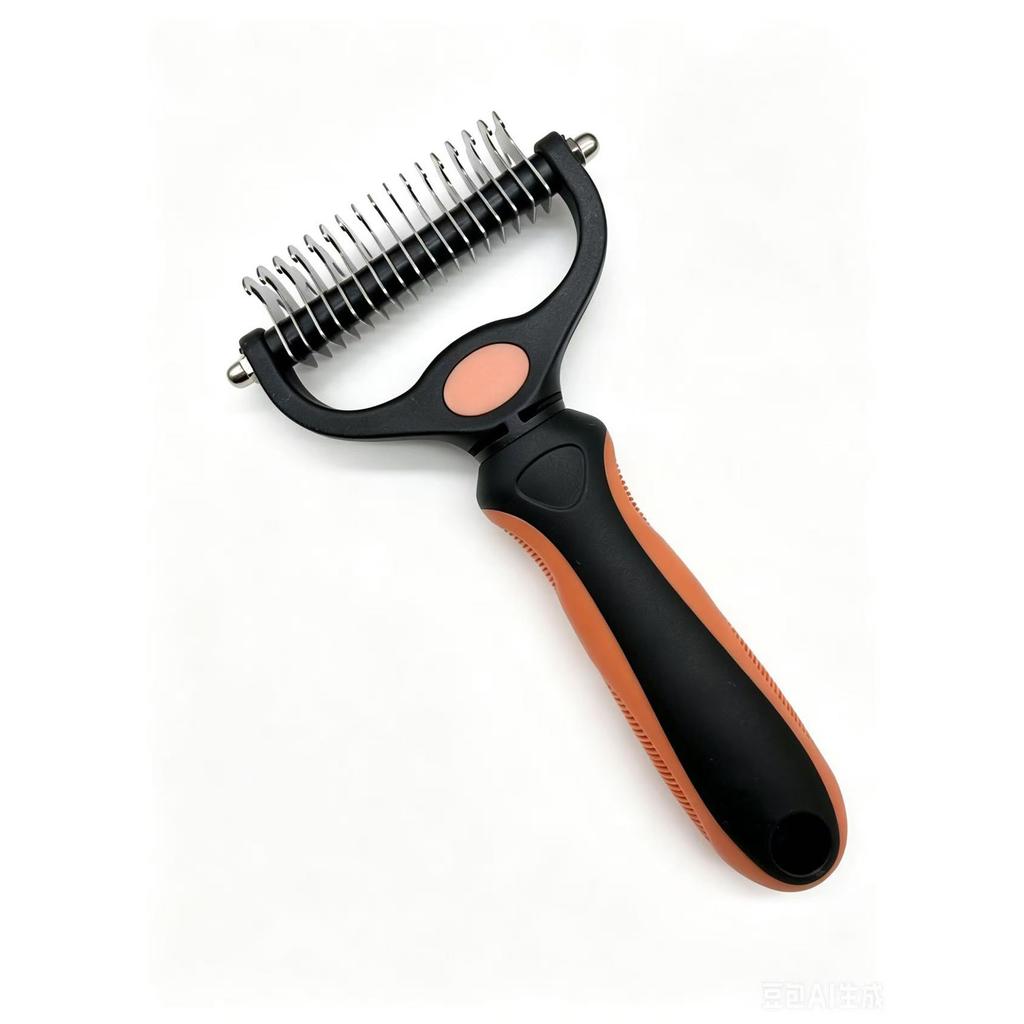 Professional Ergonomic Pet Hair Remover Brush Double-Sided Steel Undercoat Dematting Rake & Deshedding Tool for Dogs & Cats
