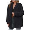 Damen-Herbst/Winter-Mode, einfarbig, lockerer Fleece-Mantel in mittlerer Länge, warmer Fleece-Mantel