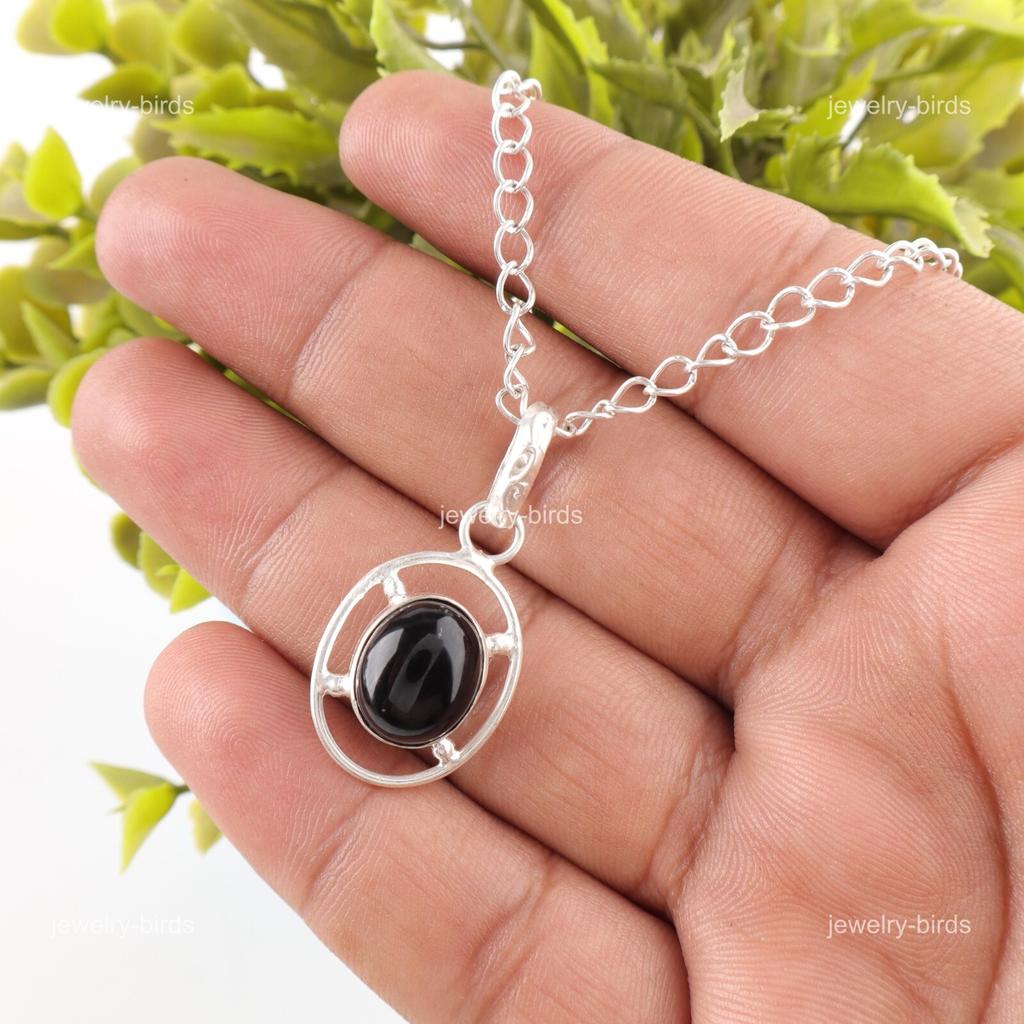 Oval Black Tourmaline Gemstone 925 Silver Daughter Gift New Handcrafted Pendant PP-6-25