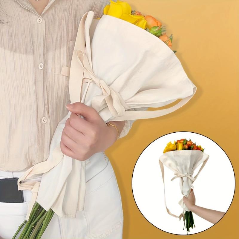 Flower Bouquet Tote Bag Canvas With Handle Reusable Portable Creative Gift for Baby Shower Party Flower Decoration