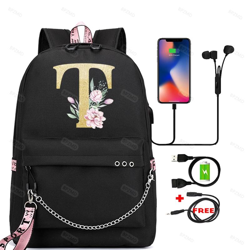 

Черный парусиновый рюкзак с 26 английскими буквами для косплея, детский школьный рюкзак, дорожная сумка, рюкзак для школьных книг