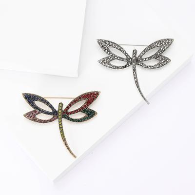 Simple Retro Alloy Rhinestone Dragonfly Brooch Temperament Versatile Women'S Suit Coat Corsage Jewelry Pin