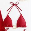 Women's Sexy White Halter Bikini with Gold Ring & Sheer Cover Up