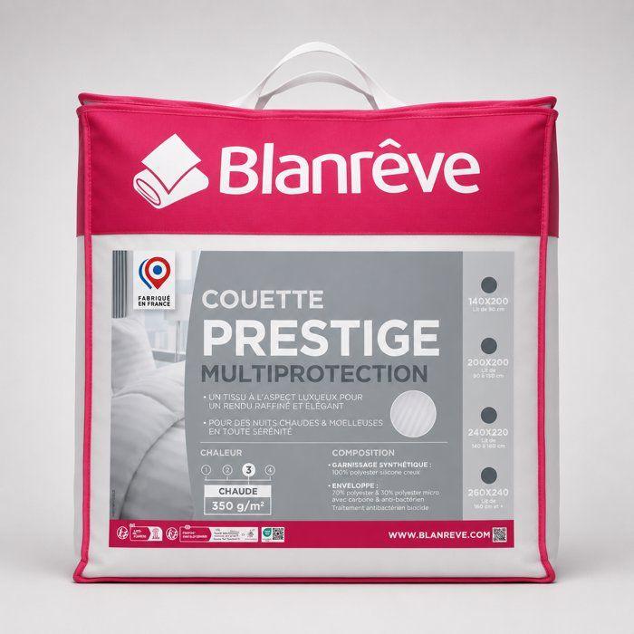 Couette Chaude Prestige Multi Protection - 100% Polyester - BLANREVE - 220 x 240 cm - Satin Rayé