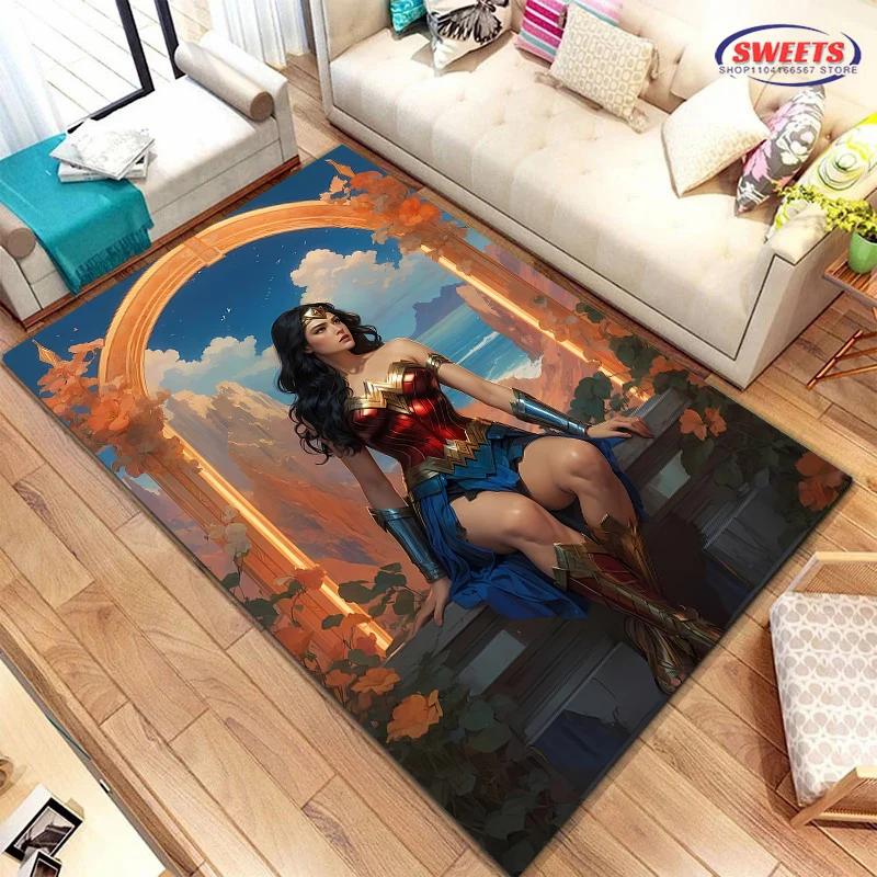DC Wonder Woman Area Carpet,Living Room Bedroom Children's Room Sofa Mat,Four Seasons Available Doormat Floor Anti-slip Rug,Gift