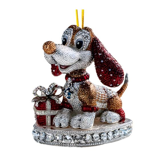 Christmas Ornament 2D Flat Acrylic Santa Claus/Snowman/Puppy Christmas Tree Hanging Ornaments for Holiday Tree Window Wall Decor