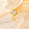 Luxurious Rectangular Zircon Ring for Women,Gold Plated Simple Big Rings Adjustable,Fashion Wedding Party Jewelry Gift