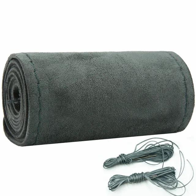 38cm Suede DIY Steering Wheel Cover Genuine Leather Braided Car Steering Wheel Pad Liner Protection Cover Anti Slip Interior