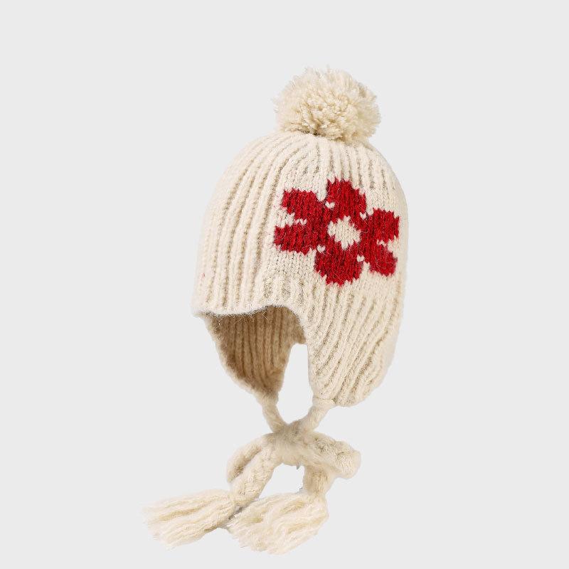 Knitted Hat Women's Winter Braid Tether Wool Ball Wool Hat Warm Hat