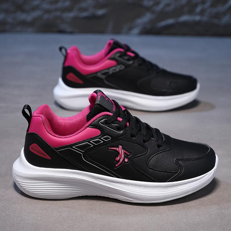 Joni Danlai sneakers women's spring and autumn leather surface waterproof travel shoes soft sole running casual shock absorption and non-slip