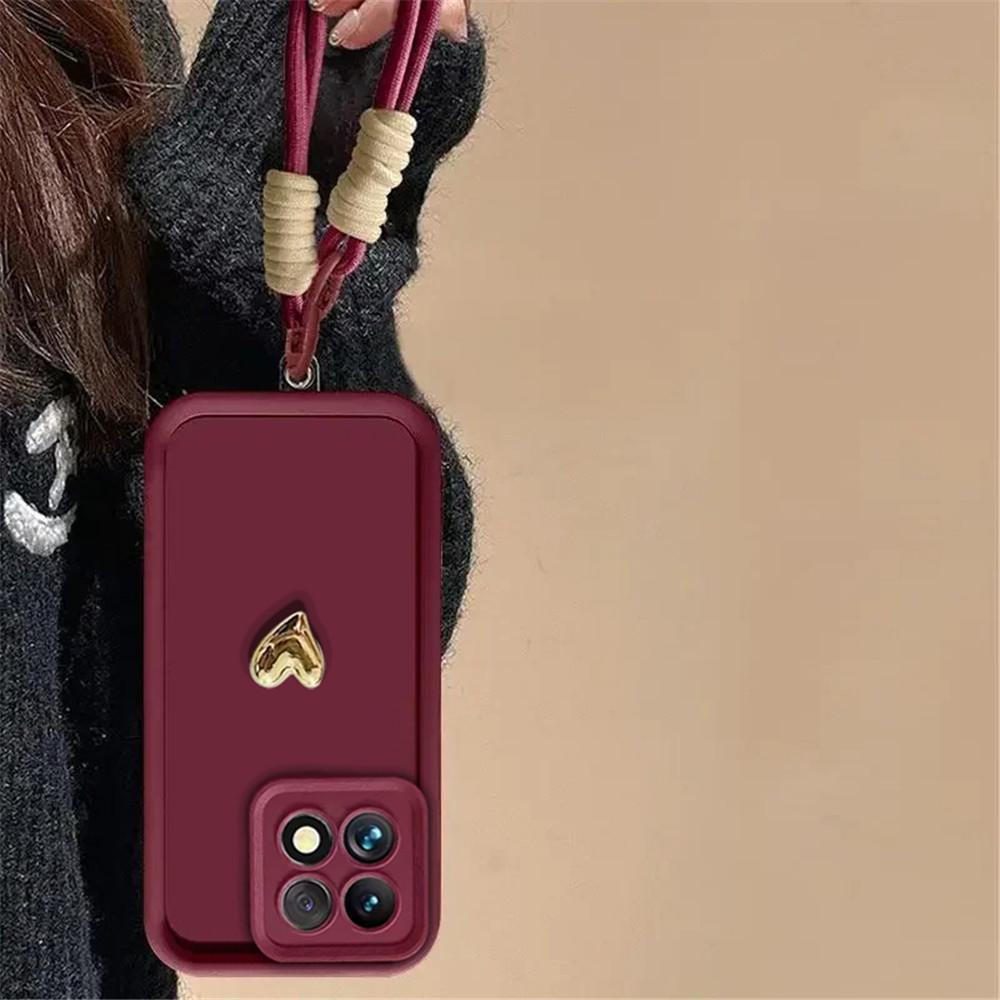 Case 3D Plating Love Heart Phone Case For Honor 400 200 300 100 90 80 70 60 50 Pro SE Lite Lanyard Bracelet Soft Silicone Cover