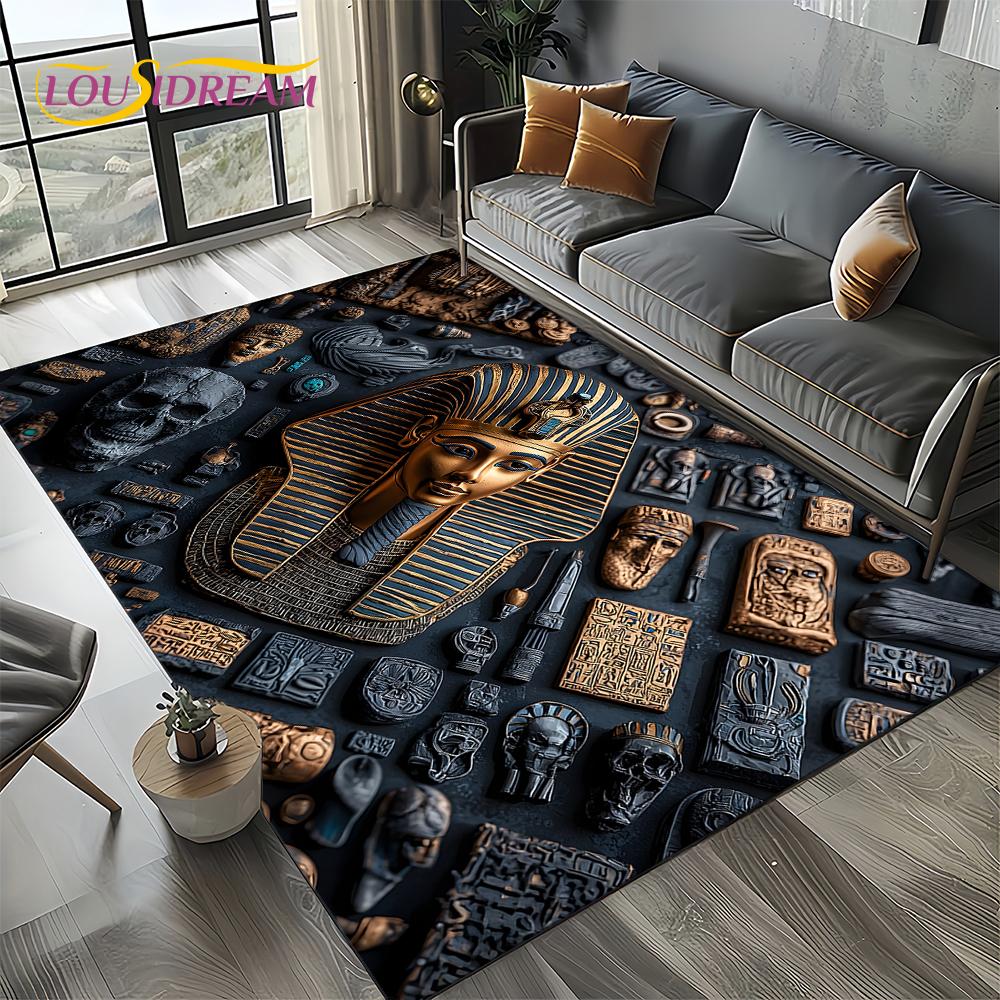 Ancient Egypt Death Anubis Pharaoh Horus Mythology Carpet Rug for Living Room Bedroom Home Sofa,Area Rug Non-slip Floor Mat
