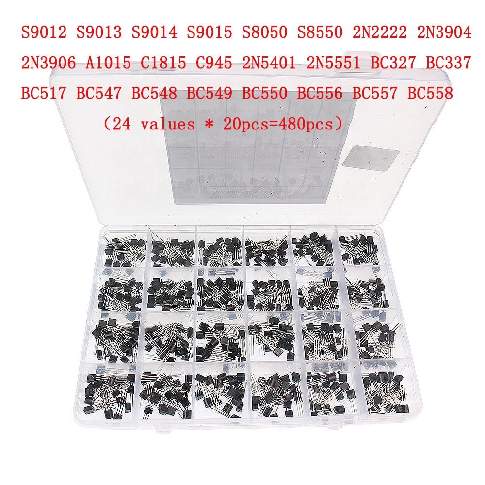 50-900PCS Transistors Kit NPN PNP S8050 S8550 S9012 2N3904 2N3906 C1815 A1015 MJE13001 BC327 BC337 BC517 BC547 BC548 BC549 BC558