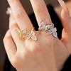 18k Gold Plated Open Butterfly Ring with Zircon Inlay - Elegant High-End Versatile Jewelry