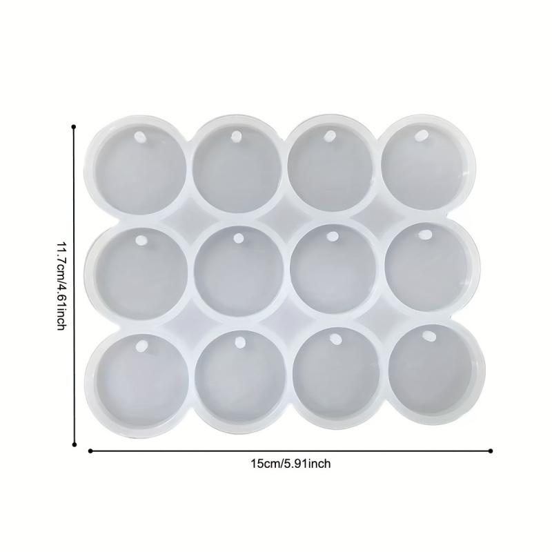 12 Cavities Round Silicone Mould, Geometric Resin Jewellery Casting, DIY Pendant and Earrings Making, Keychain Handmade Moulds