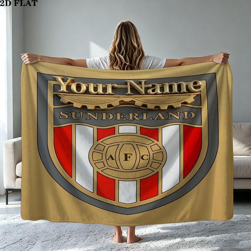 1PC Sunderland A.F Custom Name Patterned Flannel Blanket Suitable For All Seasons for Home Decor Warmth and Comfort Gifts Holiday Present