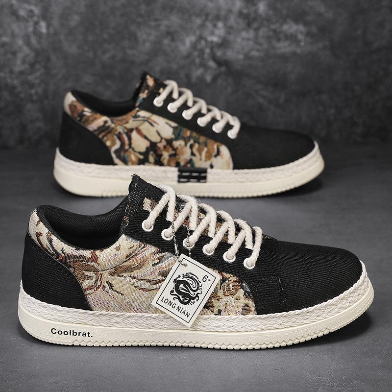 

Осенние мужские туфли на плоской подошве, новые дышащие парусиновые кроссовки, студенческая модная повседневная спортивная обувь, брендовые туфли для скейтбординга, мокасины для вождения 39 чёрный